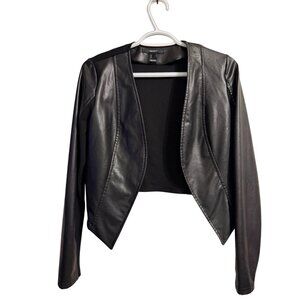 Forever 21 Womens Black Faux Leather Open Front Jacket Size S